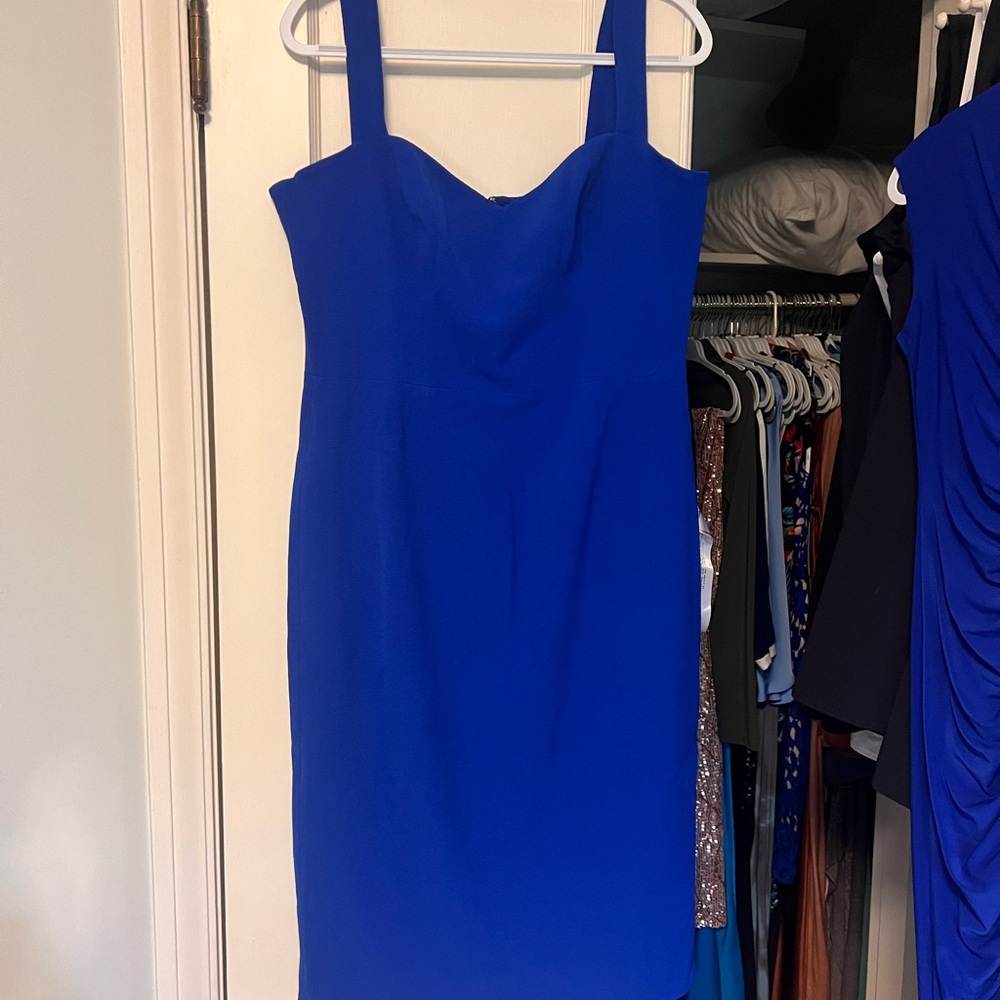 Dress the Population Blue Sweetheart Sheath Mini Dress